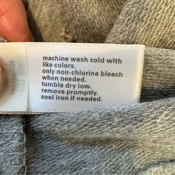 Three Dots Dress Size Medium Kangaroo Pocket Hoodie Grey Elasticized Waist - Picture 5 of 7